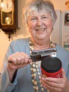 Margaret uses a magnifier